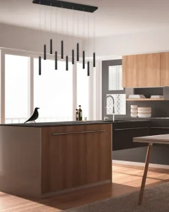 TRIO LED Pendellampe TUBULAR 115 x 15 cm schwarz