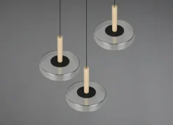 TRIO LED Pendelleuchte CELESTE 3-flg schwarz /Rauchglas