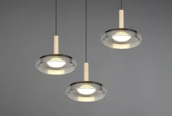 TRIO LED Pendelleuchte CELESTE 3-flg schwarz /Rauchglas