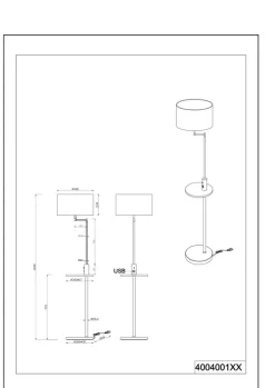 TRIO Retrofit Stehlampe CLAAS mit Tisch und USB