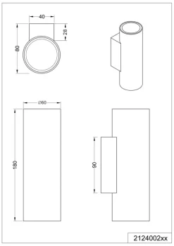 TRIO Retrofit Wandlampe MARLEY 8 cm mattschwarz