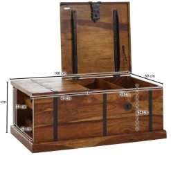 Truhentisch 100 x 40 cm Sheesham braun schwarz