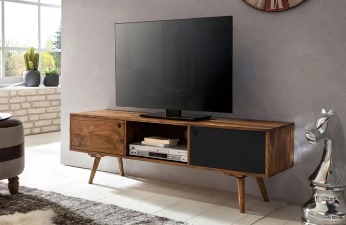 TV-Lowboard 140 x 45 cm braun/ schwarz