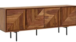 TV-Lowboard 140 x 54 cm Schwarz/ Sheesham massiv