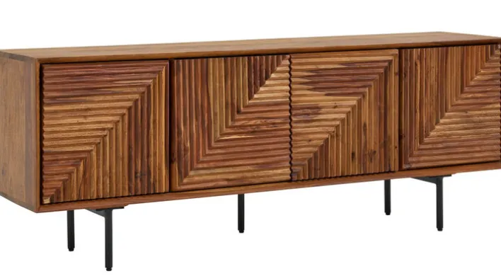 TV-Lowboard 140 x 54 cm Schwarz/ Sheesham massiv