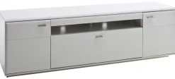 TV-Lowboard AMORA 195 cm Holznachbildung weiß
