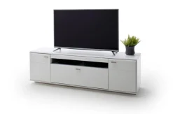 TV-Lowboard AMORA 195 cm Holznachbildung weiß