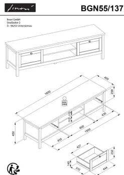 TV-Lowboard BERGEN 160 x 45 cm weiß/Artisan Oak