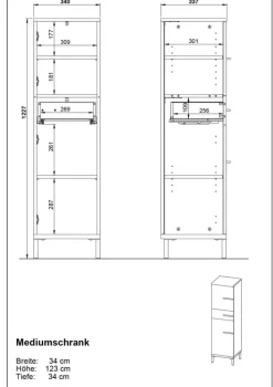 Unterschrank YONKERS 34 x 123 cm Kaschmir/ Nussbaum