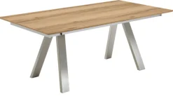 VENJAKOB Esstisch Eiche 160 x 90 x 75 cm geölt Braun/Silberfarbig