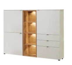 VENJAKOB Highboard ANDIAMO HOME 160 x 139 cm Eiche rustico/ Kristallweiß