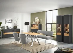 VENJAKOB Highboard GAME 127 x 140 cm Lack anthrazit /Absetzung Balkeneiche