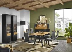 VENJAKOB Vitrine GAME 47 x 208 cm anthrazit/Absetzung Balkeneiche