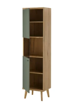 Vitrine ALVA 50 x 197 cm salbeifarbig/braun