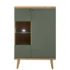 Vitrine ALVA 90 x 134 cm salbeifarbig/braun