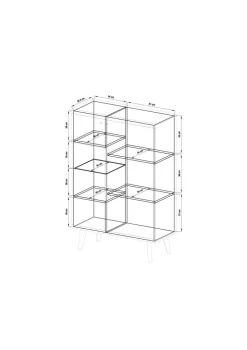 Vitrine ALVA 90 x 134 cm salbeifarbig/braun