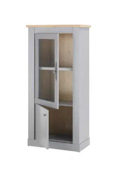 Vitrine CHAMBORD 68 x 142 cm hellgrau/braun