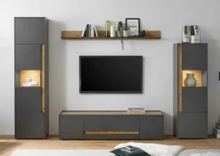 Vitrine CITY 50 x 200 cm Anthrazit/Wotan Eiche Dekor