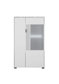 Vitrine HUDSON 75 x 125 cm weiß/weiß-schwarz