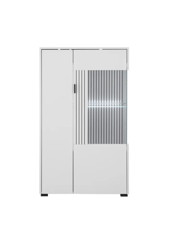Vitrine HUDSON 75 x 125 cm weiß/weiß-schwarz