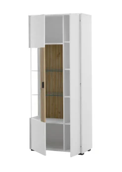 Vitrine HUDSON 75 x 180 cm weiß/braun