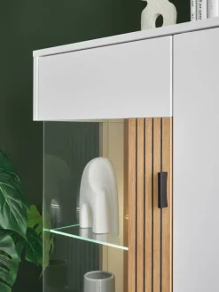 Vitrine HUDSON 75 x 125 cm weiß/braun