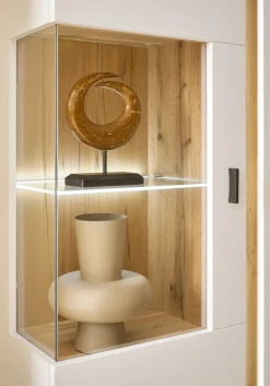 Vitrine LONG ISLAND L 125 cm weiß/ Wotan Eiche