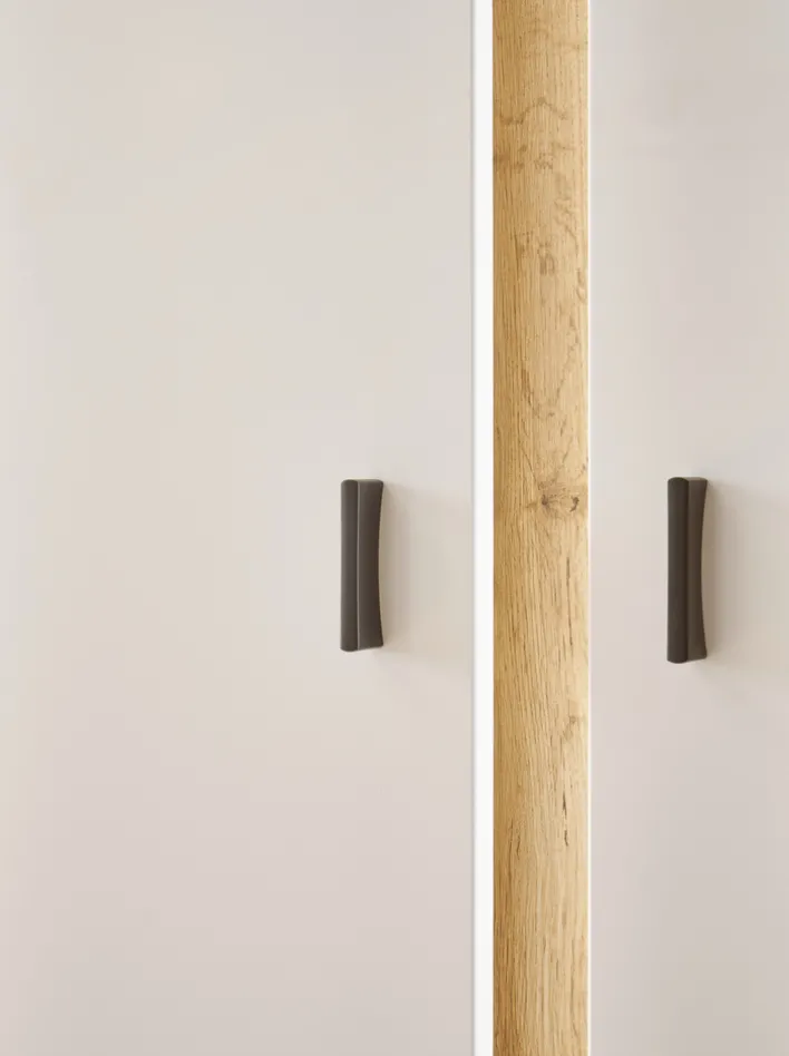 Vitrine LONG ISLAND R 200 cm weiß/ Wotan Eiche