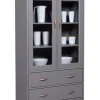 Vitrine NICLAS 90x190x38,4 cm Massivholz grau