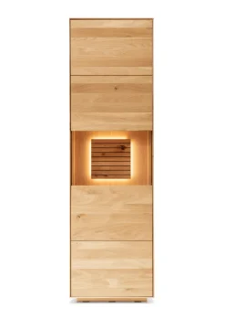 Vitrine RIVA Eiche massiv 200 x 60 x 37 cm geölt Braun