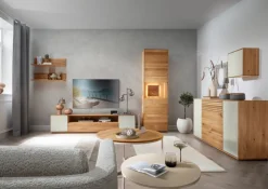 Vitrine RIVA Eiche massiv 200 x 60 x 37 cm geölt Braun