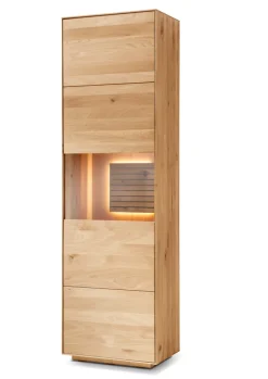 Vitrine RIVA Eiche massiv 200 x 60 x 37 cm geölt Braun