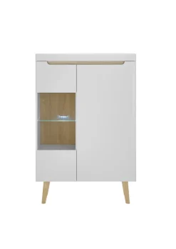 Vitrine SVANTE TORGE 90 x 134 cm Weiß matt/Braun