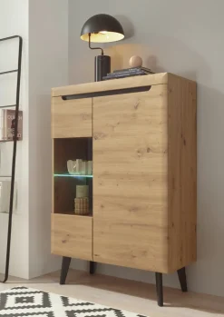 Vitrine TORGE 90x134 cm Eiche Artisan Dekor