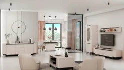 Vitrine VODOL 75,6x196,3 cm Sand/Schwarz