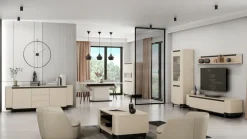 Vitrine VODOL 75,6x196,3 cm Sand/Schwarz