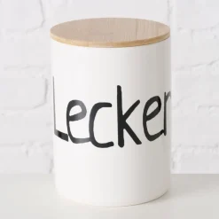 Vorratsdose mit Deckel LECKERLI 16 cm beige