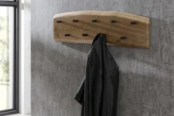 Wandgarderobe 99 x 22,5 cm Akazie mit Baumkante natur
