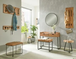 Wandgarderobe 36 x 100 cm Akazie Massivholz/schwarz