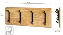 Wandgarderobe 90 x 36 cm Akazie Massivholz/schwarz