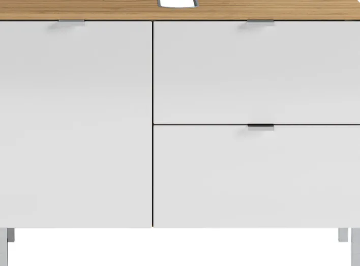 Waschbeckenunterschrank FEY 80 cm Eiche/ HG Weiß