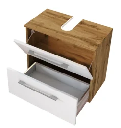 Waschbeckenunterschrank LIVORNO 60 x 53 cm Wotan Eiche/ Weiß matt