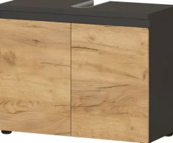 Waschbeckenunterschrank MAYOR Graphit/ Navarra Eiche