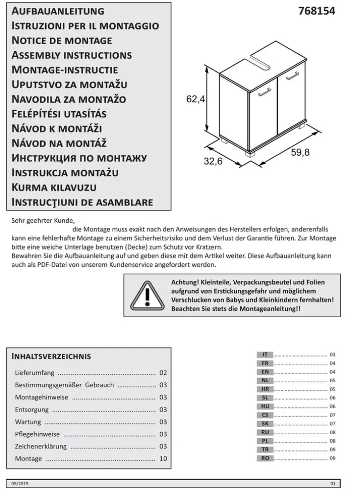 Waschbeckenunterschrank NORA 59,8 x 63,4 cm Eiche Landhaus