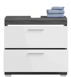 Waschbeckenunterschrank SCOUT 60 x 56 cm grau/ weiß Hochglanz