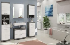 Waschbeckenunterschrank SCOUT 60 x 56 cm grau/ weiß Hochglanz