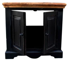 Waschbeckenunterschrank schwarz Mangoholz massiv