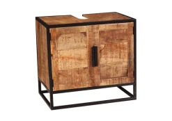 Waschbeckenunterschrank 67 x 62 cm Mangoholz natur/schwarz