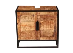 Waschbeckenunterschrank 67 x 62 cm Mangoholz natur/schwarz