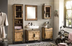 Waschbeckenunterschrank 67 x 62 cm Mangoholz natur/schwarz